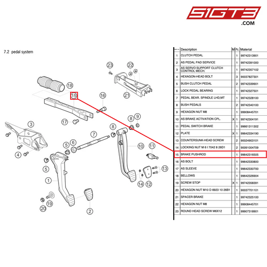 BRAKE PUSHROD - 99642316505 [PORSCHE 997.2 GT3 Cup]