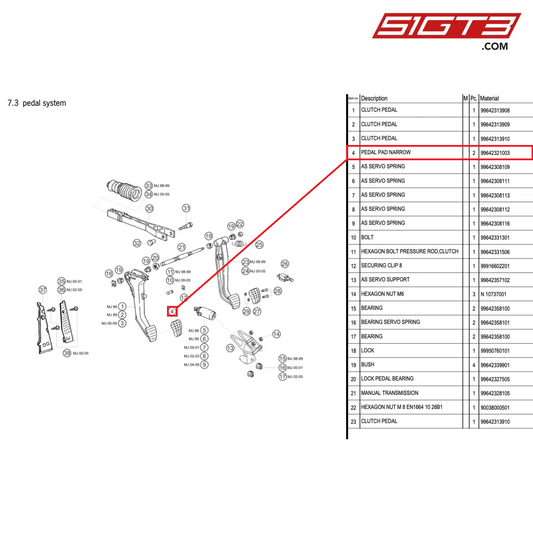 PEDAL PAD NARROW - 99642321003 [PORSCHE 996 GT3 Cup]