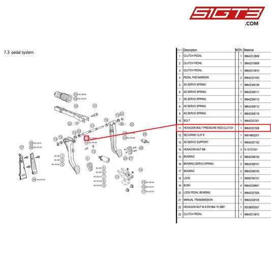 HEXAGON BOLT PRESSURE ROD,CLUTCH - 99642331506 [PORSCHE 996 GT3 Cup]