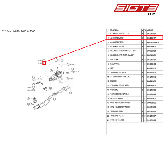 AS SHIFT BRACKET - 9964240109A [PORSCHE 996 GT3 Cup]