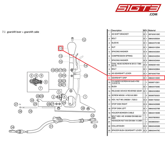 GEARSHIFT GRIP - 9964241059C [PORSCHE 997.2 GT3 Cup]