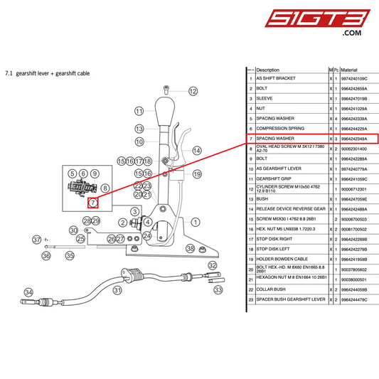 SPACING WASHER - 9964242349A [PORSCHE 997.2 GT3 Cup]