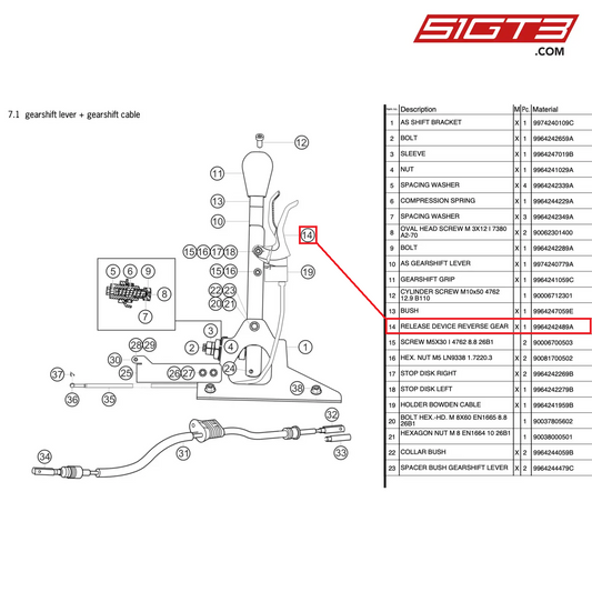 FREIGABEGERÄT RÜCKWÄRTSGANG - 9964242489A [PORSCHE 997.2 GT3 Cup]