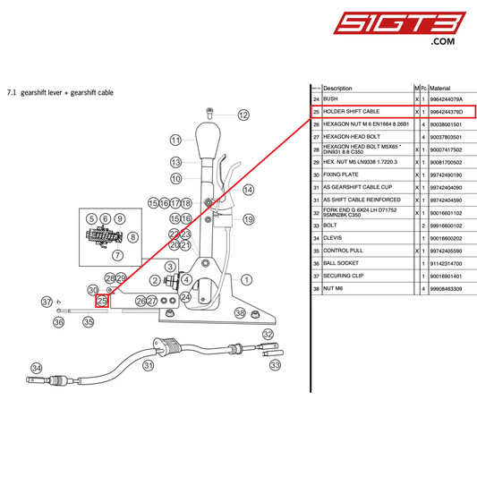 HOLDER SHIFT CABLE - 9964244379D [PORSCHE 997.2 GT3 Cup]