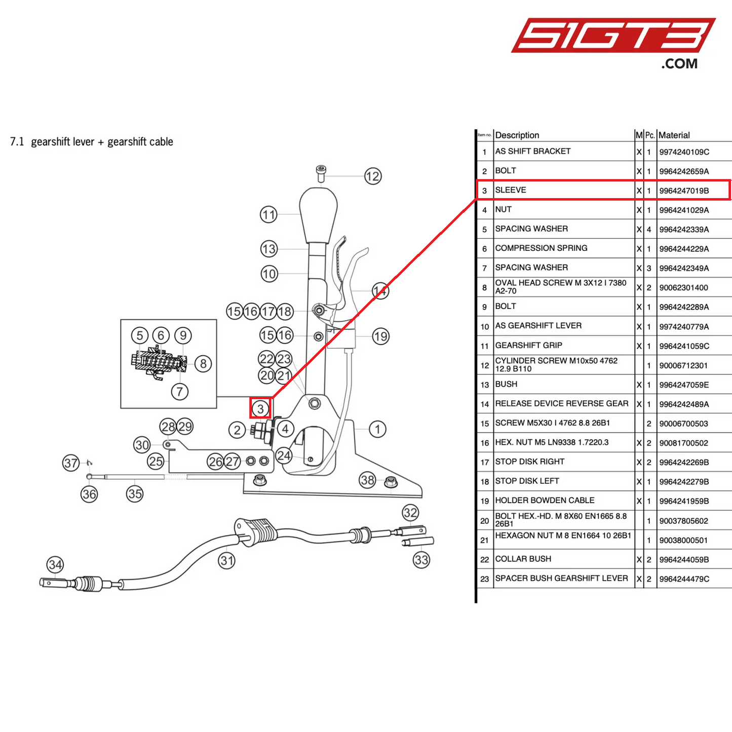SLEEVE - 9964247019B [PORSCHE 997.2 GT3 Cup]