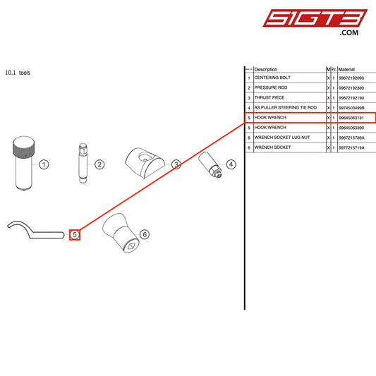 HOOK WRENCH - 99645063191 [PORSCHE 997.2 GT3 Cup]