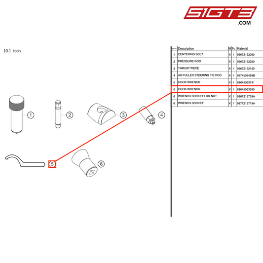 HOOK WRENCH - 99645063390 [PORSCHE 997.2 GT3 Cup]