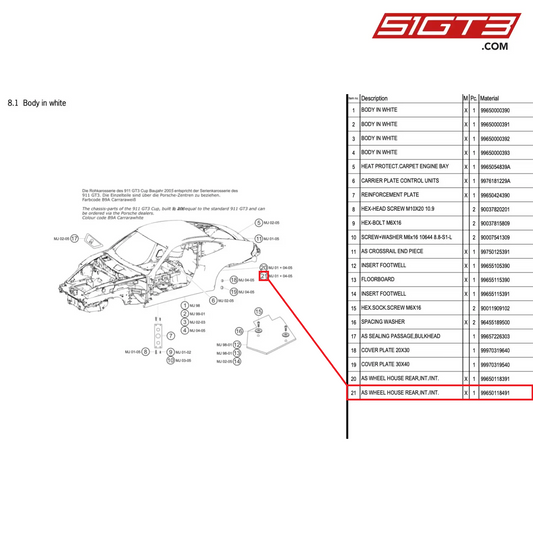 PASSAGE DE ROUE ARRIÈRE, INT./INT. - 99650118491 [PORSCHE 996 GT3 Cup]