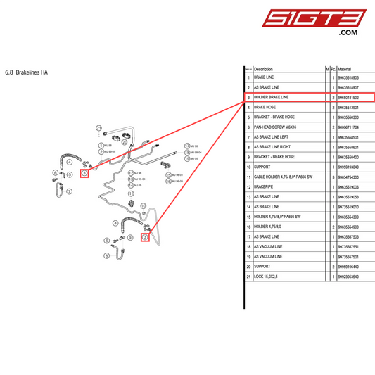 HOLDER BRAKE LINE - 99650181502 [PORSCHE 996 GT3 Cup]