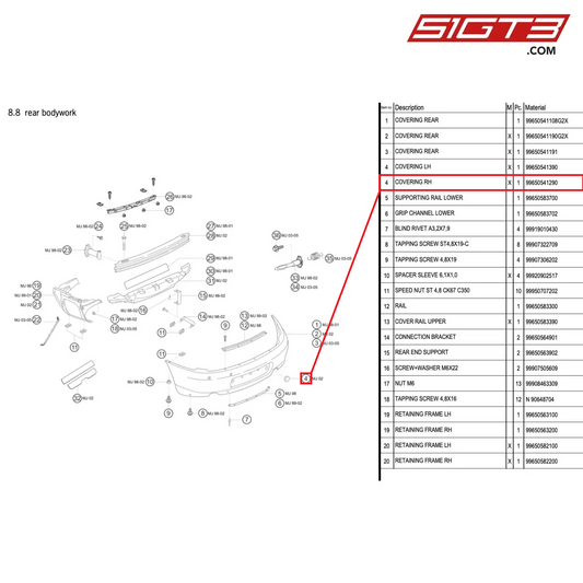 COVERING RH - 99650541290 [PORSCHE 996 GT3 Cup]