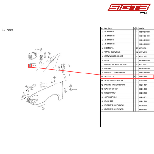 Trappe à essence AS - 99650413301 [PORSCHE 996 GT3 Cup]