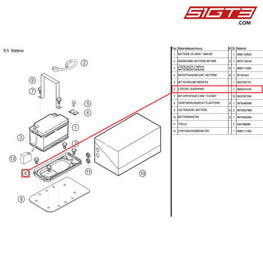 CARRIER PLATE FOR BATTERY - 99650415100 [PORSCHE 997.1 GT3 R]