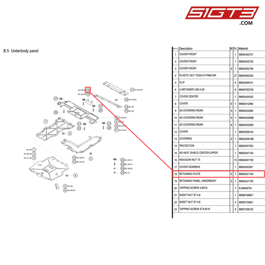 PLAQUE DE RETENUE - 99650421790 [PORSCHE 996 GT3 Cup]