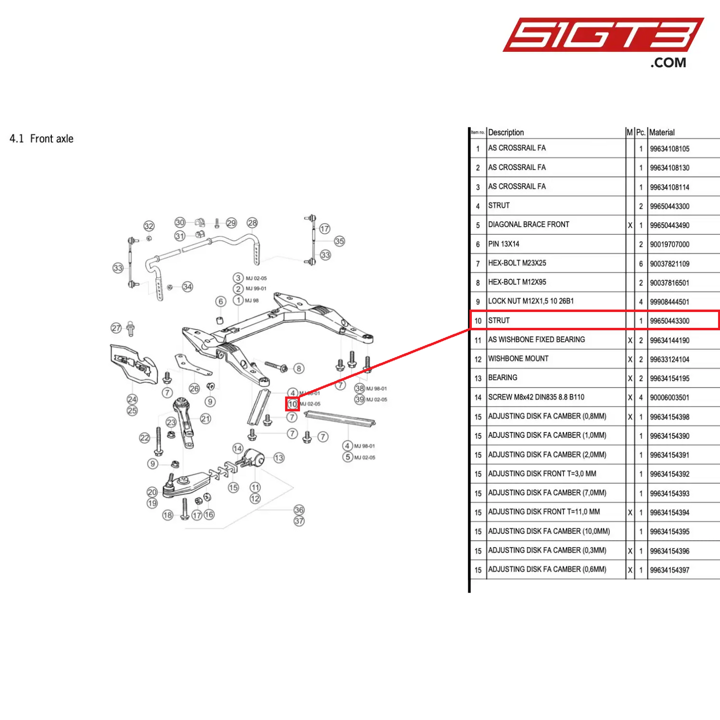 STRUT - 99650443300 [PORSCHE 996 GT3 Cup]