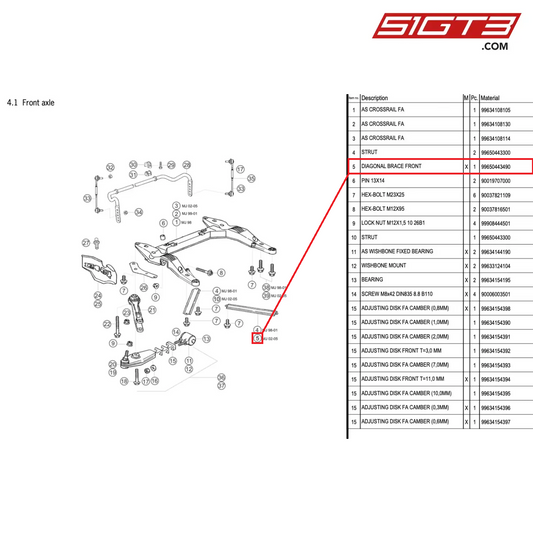 DIAGONAL BRACE FRONT - 99650443490 [PORSCHE 996 GT3 Cup]