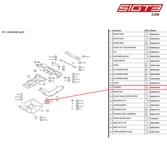 REVÊTEMENT - 9965045619B [PORSCHE 996 GT3 Cup]