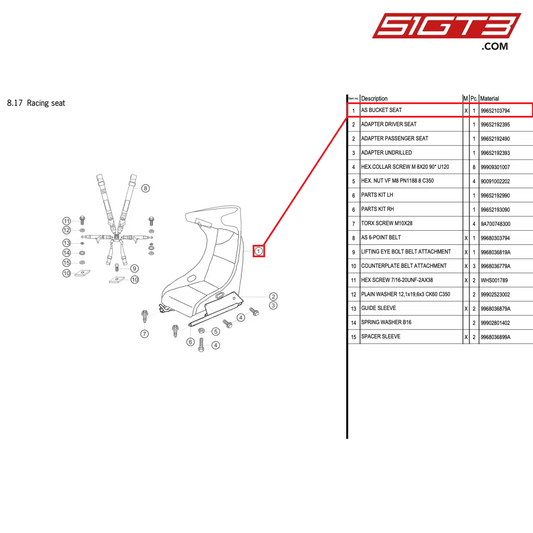 AS BUCKET SEAT - 99652103794 [PORSCHE 996 GT3 Cup]