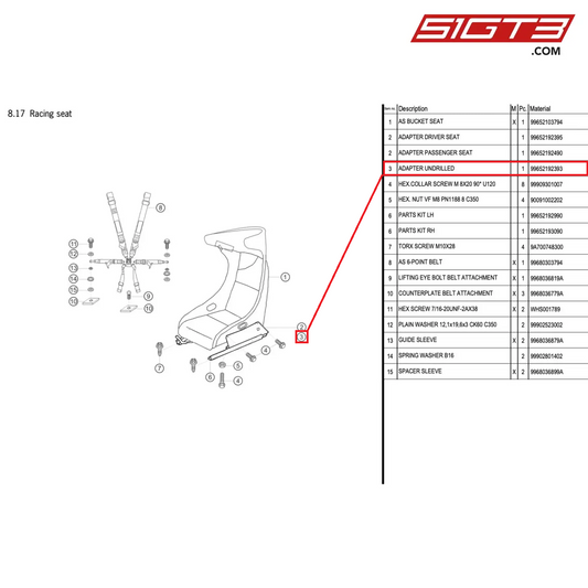 ADAPTER UNDRILLED - 99652192393 [PORSCHE 996 GT3 Cup]