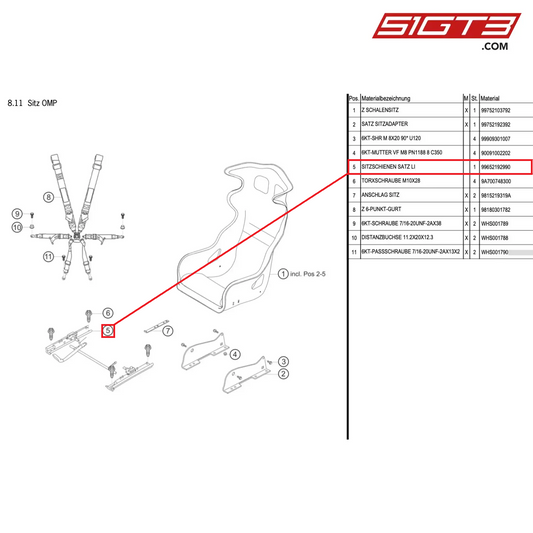 PARTS KIT LH - 99652192990 [PORSCHE Cayman 981 GT4 Clubsport]