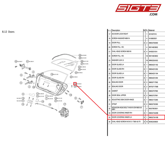 DOOR COVERING INNER LH - 9965373419B [PORSCHE 996 GT3 Cup]
