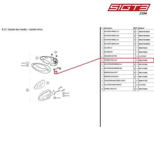 CONNECTING CLIP - 99653744502 [PORSCHE 996 GT3 Cup]