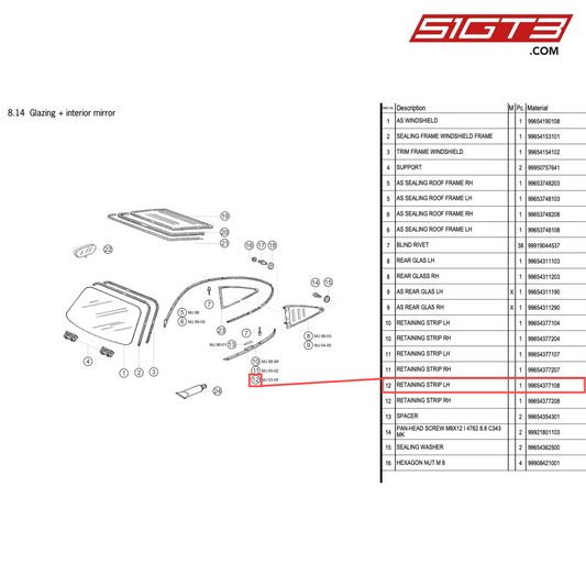 RETAINING STRIP LH - 99654377108 [PORSCHE 996 GT3 Cup]