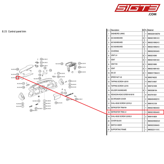 DEFROSTER TRIM LH - 99655218504A03 [PORSCHE 996 GT3 Cup]