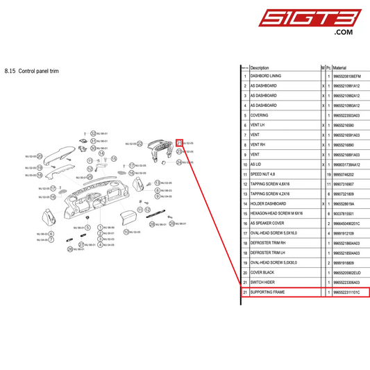 SUPPORTING FRAME - 9965522311101C [PORSCHE 996 GT3 Cup]