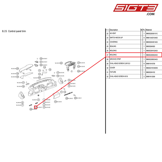 MOLDING - 99655238302A03 [PORSCHE 996 GT3 Cup]