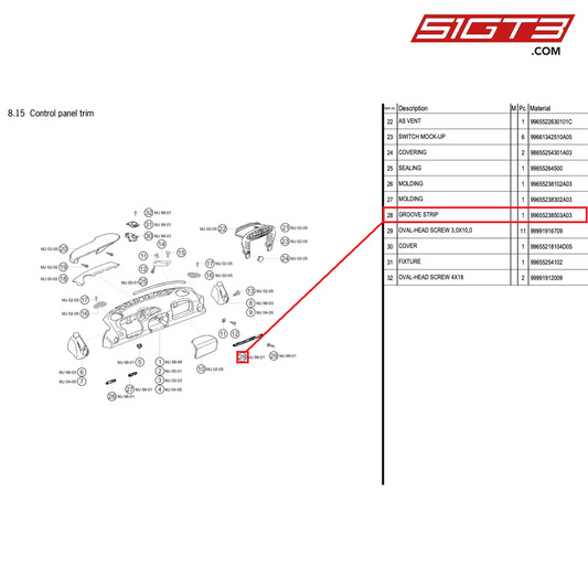 GROOVE STRIP - 99655238503A03 [PORSCHE 996 GT3 Cup]