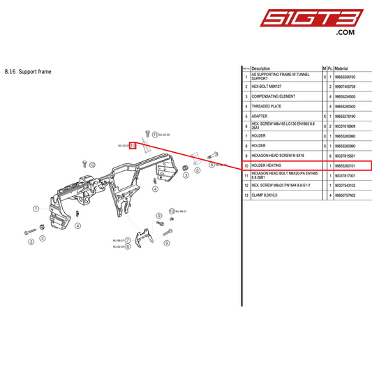 HOLDER HEATING - 99655260101 [PORSCHE 996 GT3 Cup]