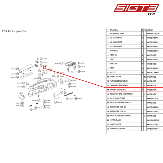 HOLDER DASHBOARD - 9965528619A [PORSCHE 996 GT3 Cup]