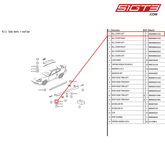 SILL COVER LEFT - 99655998401G2X [PORSCHE 996 GT3 Cup]