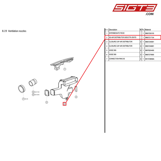 AS AIR DISTRIBUTOR SIDE/CTR.VENTS - 99657217104 [PORSCHE 996 GT3 Cup]