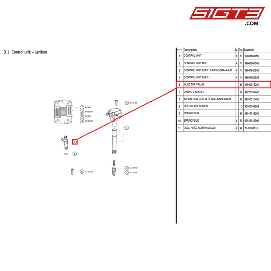 INJECTOR VALVE - 99660613200 [PORSCHE 996 GT3 Cup]