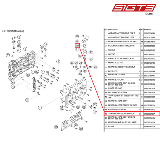 ADAPTER PRESSURE SENSOR - 9966063139A [PORSCHE 997.2 GT3 Cup]