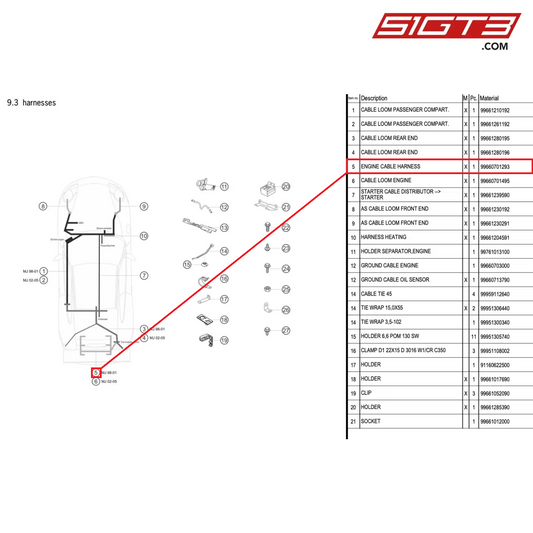 ENGINE CABLE HARNESS - 99660701293 [PORSCHE 996 GT3 Cup]