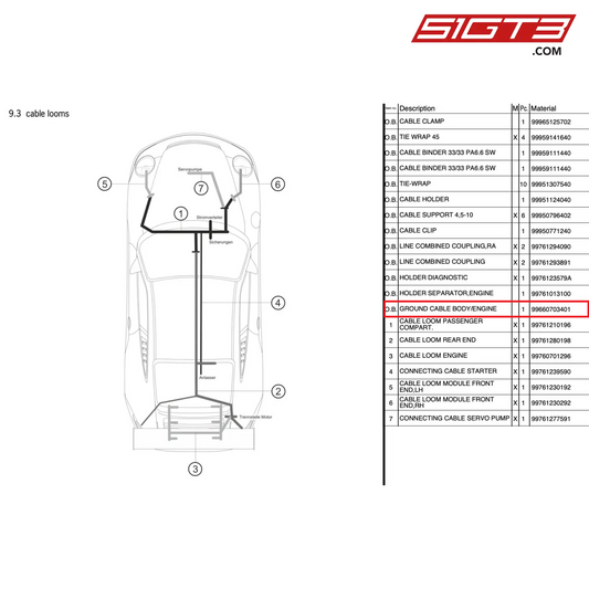 GROUND CABLE BODY/ENGINE - 99660703401 [PORSCHE 997.2 GT3 Cup]