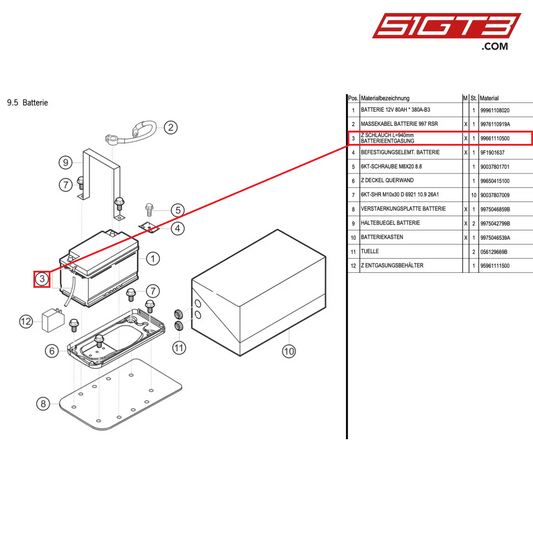 AS HOSE BATTERY VENTILATION - 99661110500 [PORSCHE 997.1 GT3 R]