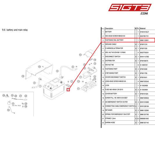 SZYNA AKUMULATORA MOCUJĄCA - 99661120901 [PORSCHE 991.2 GT3 R]
