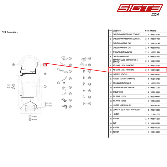 AS CABLE LOOM FRONT END - 99661230291 [PORSCHE 996 GT3 Cup]