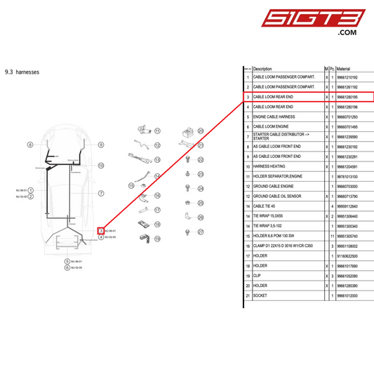 CABLE LOOM REAR END - 99661280195 [PORSCHE 996 GT3 Cup]