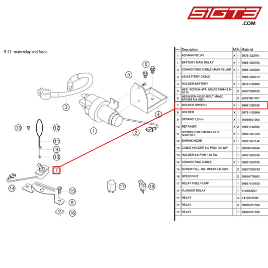 ROCKER SWITCH - 99661326180 [PORSCHE 997.2 GT3 Cup]