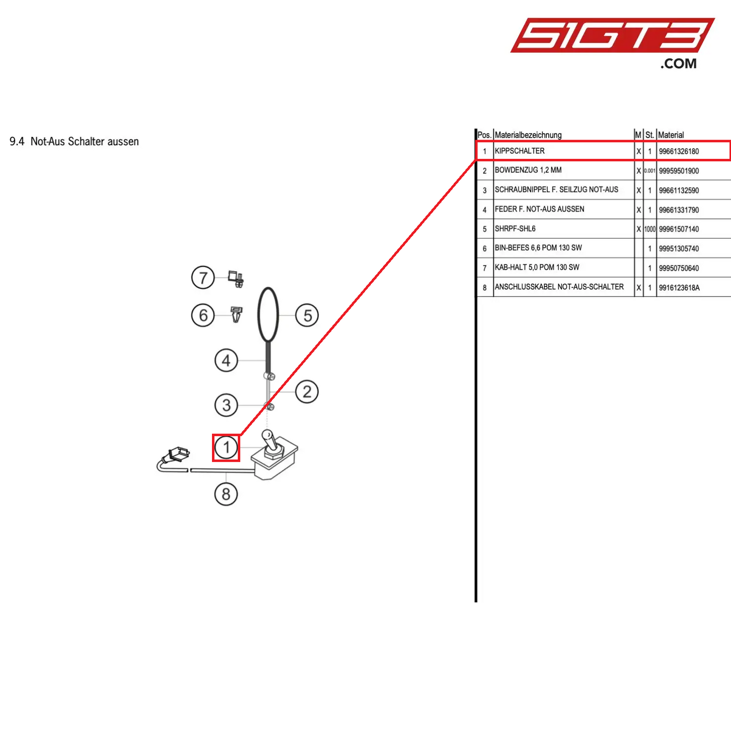 ROCKER SWITCH - 99661326180 [PORSCHE Cayman 981 GT4 Clubsport]