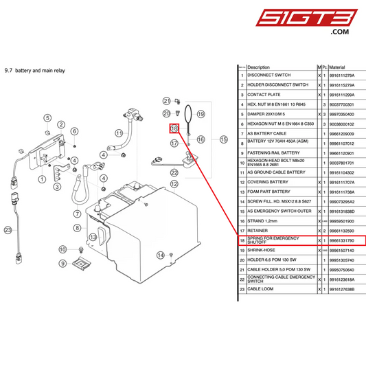 SPRING FOR EMERGENCY SHUTOFF - 99661331790 [PORSCHE 991.1 GT3 R]