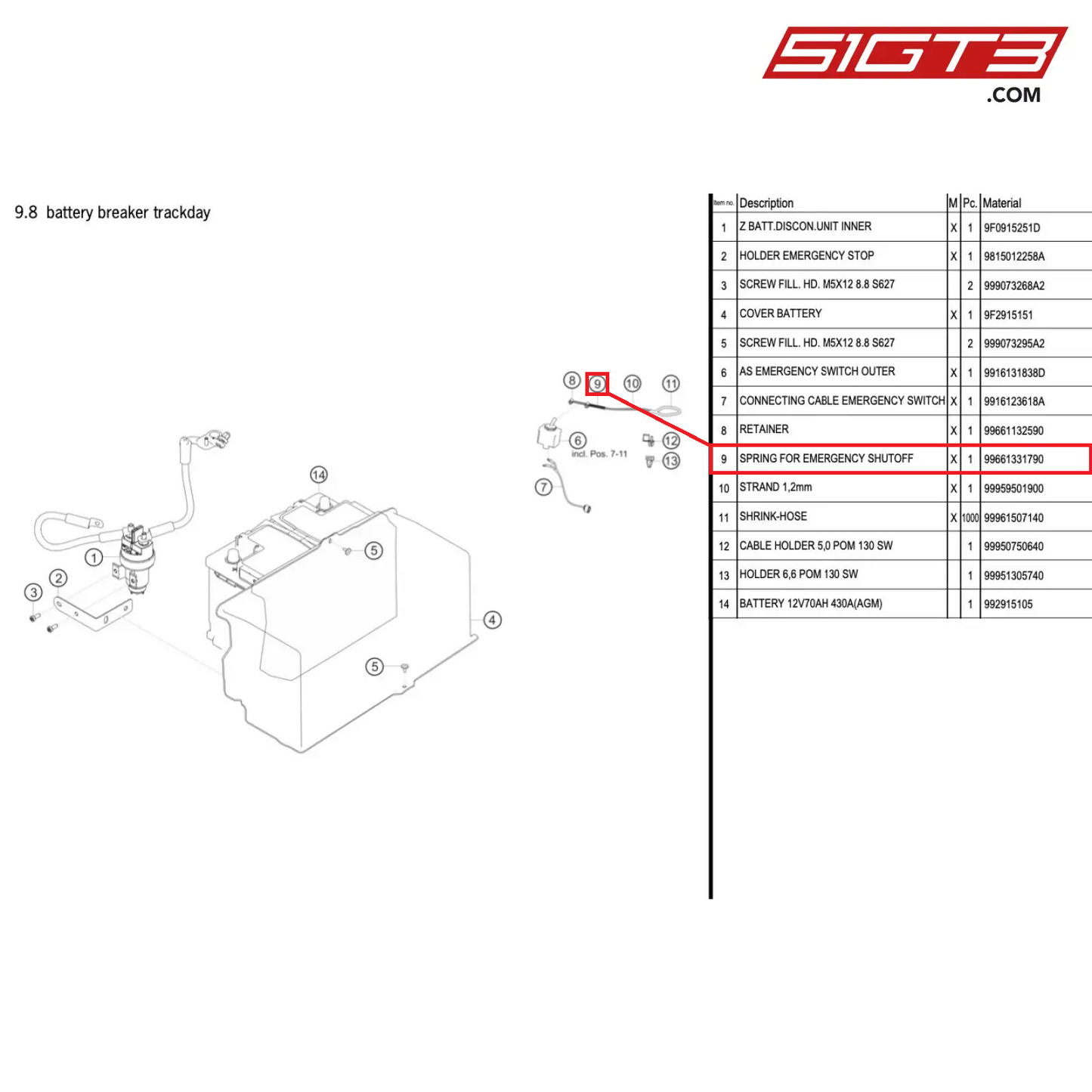 SPRING FOR EMERGENCY SHUTOFF - 99661331790 [PORSCHE 718 Cayman GT4 Clubsport]