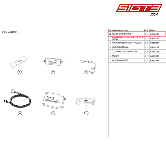 HOLDER MEMORY CARD - 9966188259A [PORSCHE 997.1 GT3 R]