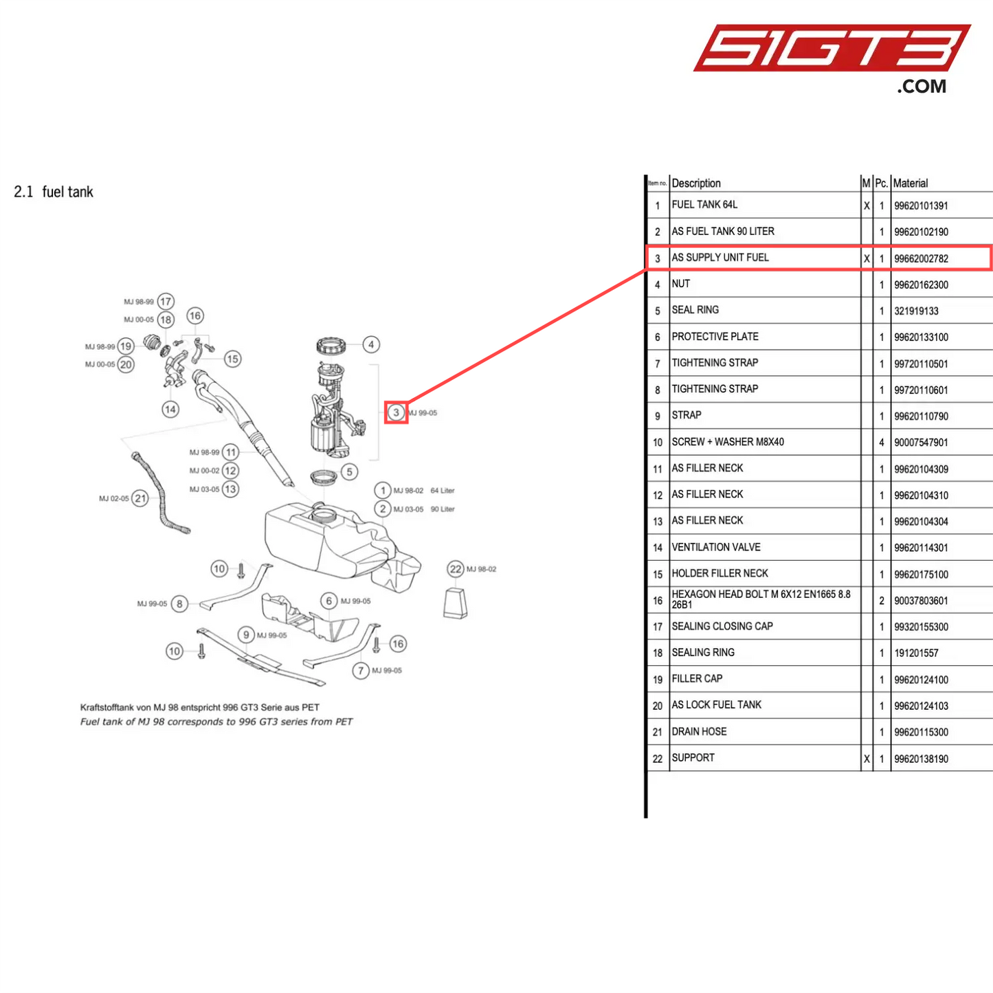 AS SUPPLY UNIT FUEL - 99662002782 [PORSCHE 996 GT3 Cup]