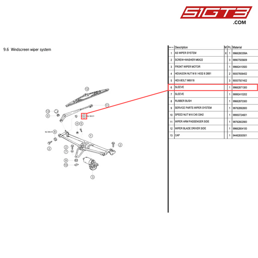 SLEEVE - 99662871300 [PORSCHE 996 GT3 Cup]