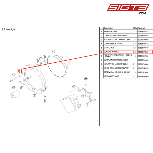 CONICAL WASHER - 99663173380 [PORSCHE 991.1 GT3 R]